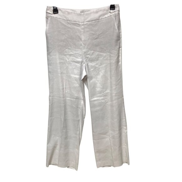 Talbots White Linen Blend Wide Leg Pants Women's Size 10 NWT - Picture 3 of 8